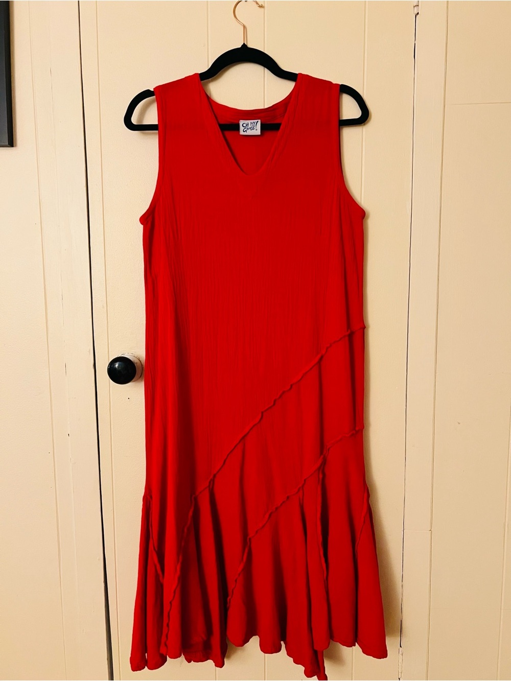 OH MY GAUZE! TABASCO COTTON GAUZE DRESS RUFFLE DETAIL IN CRIMSON SIZE 1 (S/M) - Picture 2 of 6